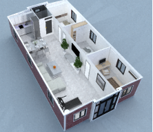 Expandable Folding House with Sloping Roof