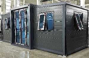 Expandable Folding House with Sloping Roof