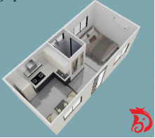 Expandable Folding House with Flat Roof