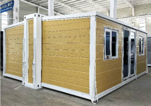 Expandable Folding House with Sloping Roof