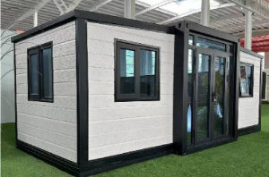 Expandable Folding House with Sloping Roof