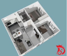 Expandable Folding House with Flat Roof